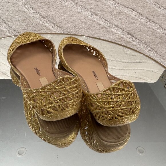 Melissa + Campagna Glittery Gold Ballet Flats - Picture 4 of 4